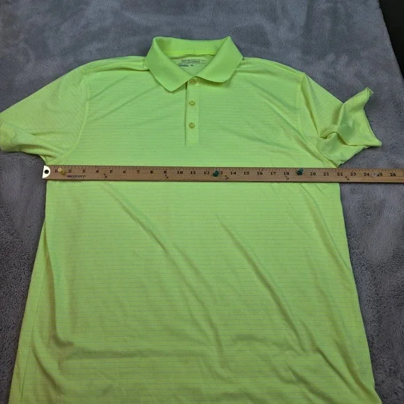 Nike Golf Polo Mens L Dri-FIT Tour Performance Striped Short Sleeve Neon Yellow - Picture 3 of 6